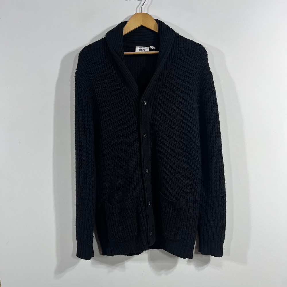 Never Lose Hedge Chunky Shawl Collar Cardigan Knit Sweater Mens Medium Academia